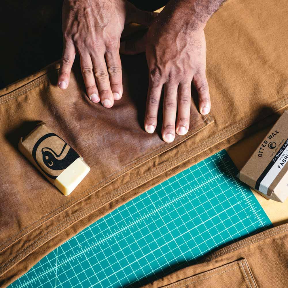 image of wax finish left on fabric by Otter Wax