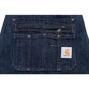 close up of front pockets on Carhartt denim apron