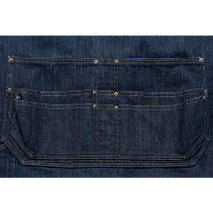 close up of lower pockets on Carhartt denim apron
