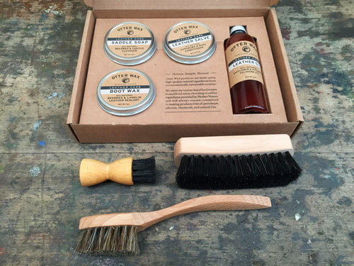 Otter Wax Leather Care Kit & Brushes