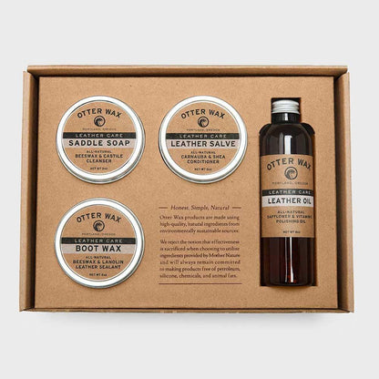 inside of Otter Wax leather care kit