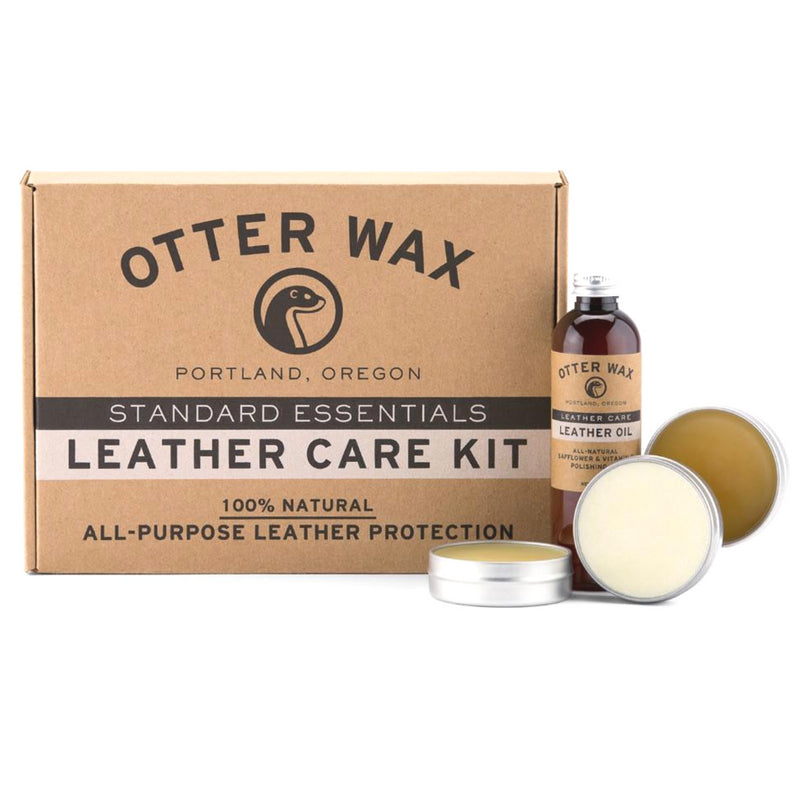 Otter Wax leather care kit showing all items included in kit