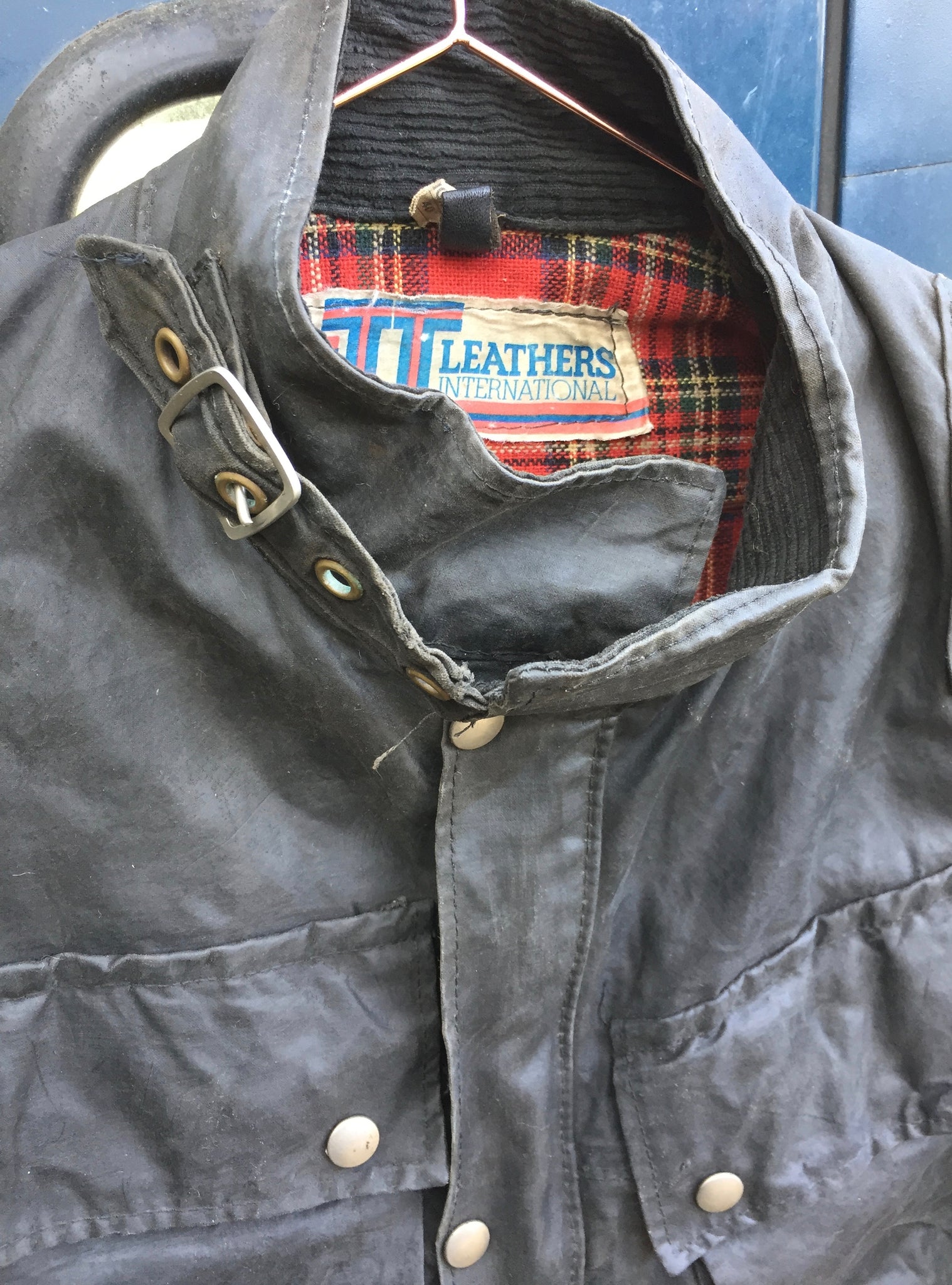 TT Leathers International Waxed Cotton Motorcyle Jacket Tinker